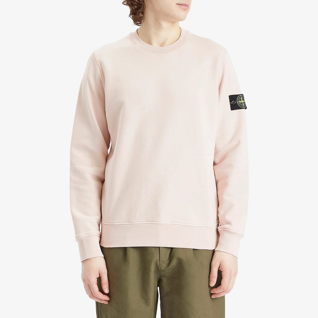 Stone Island Men's Garment Dyed Crew Neck Sweatshirt Antique Rose